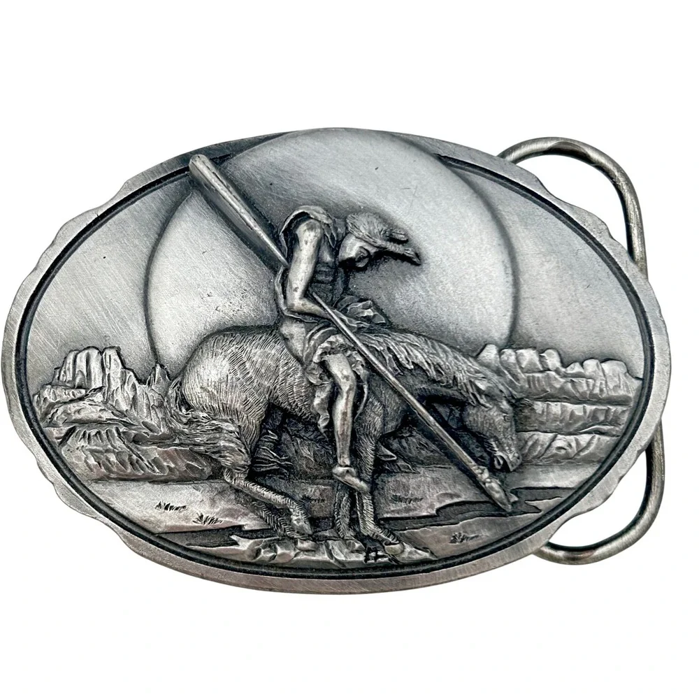 Vintage 1989 Arroyo Grande End of the Trail Belt Buckle USA Made AG 38 Pewter